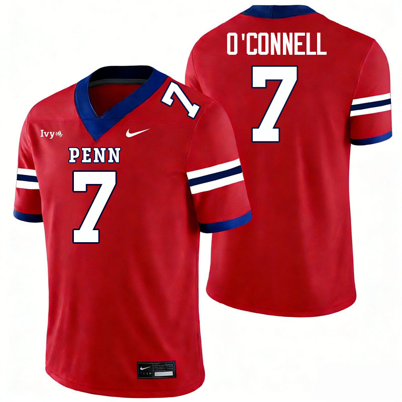 Pennsylvania Quakers #7 Ryan O'Connell College Football Jerseys,Uniforms Stitched-Red